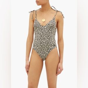 Solid and Striped Olympia Leopard Print One Piece Swimsuit